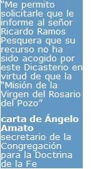 Ricardo Ramos Pesquera no acogido por el Vaticano