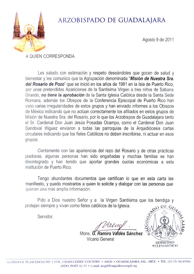 Vaticano desaprueba la Misi�n
