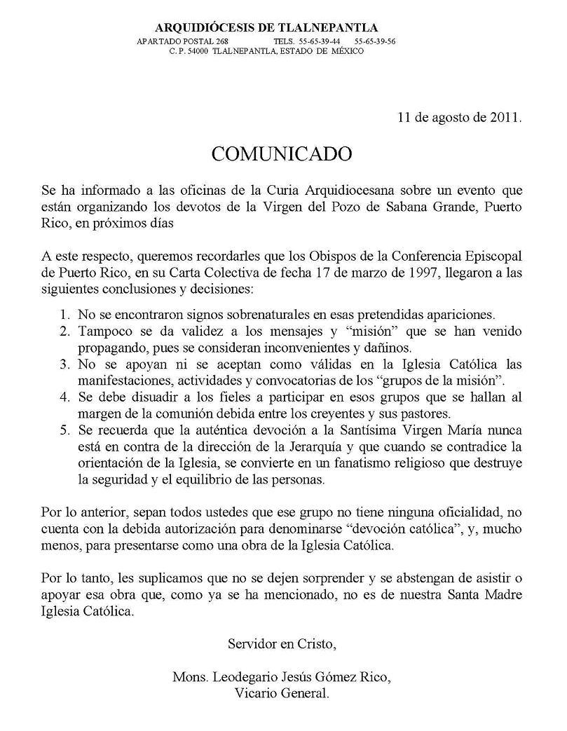 Iglesia Cat�lica Denuncia Secta Misi�n